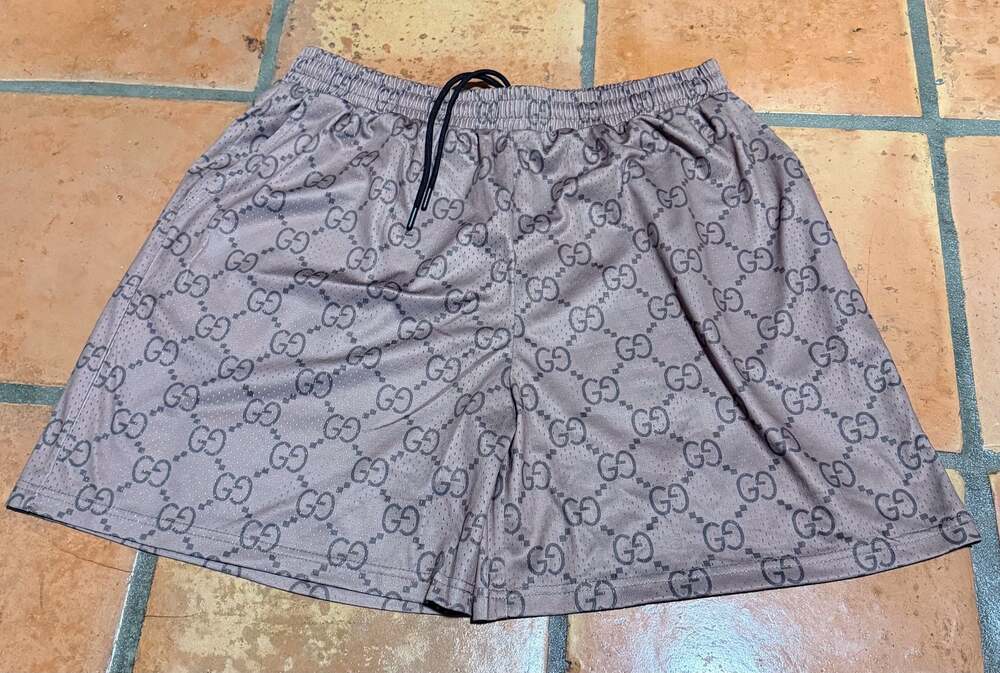 Off Brand - XL Mens - Mesh Shorts GG Inspired - Brown Mesh - Pocketed Shorts
